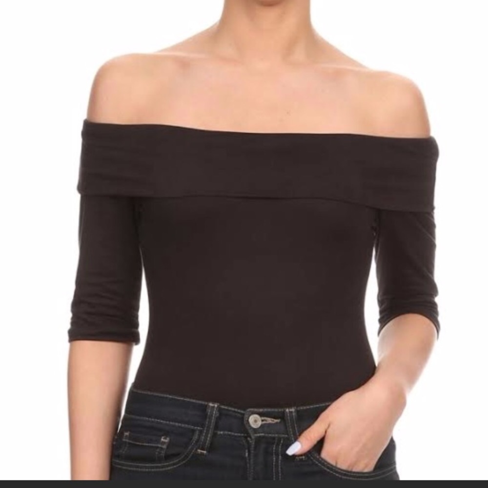 Off The Shoulder Black Onesie CLOSEOUT